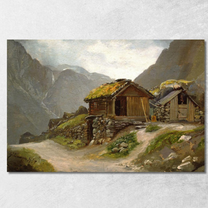Vista Da Gudvangen Adolph Tidemand atd88 quadro stampato su tela