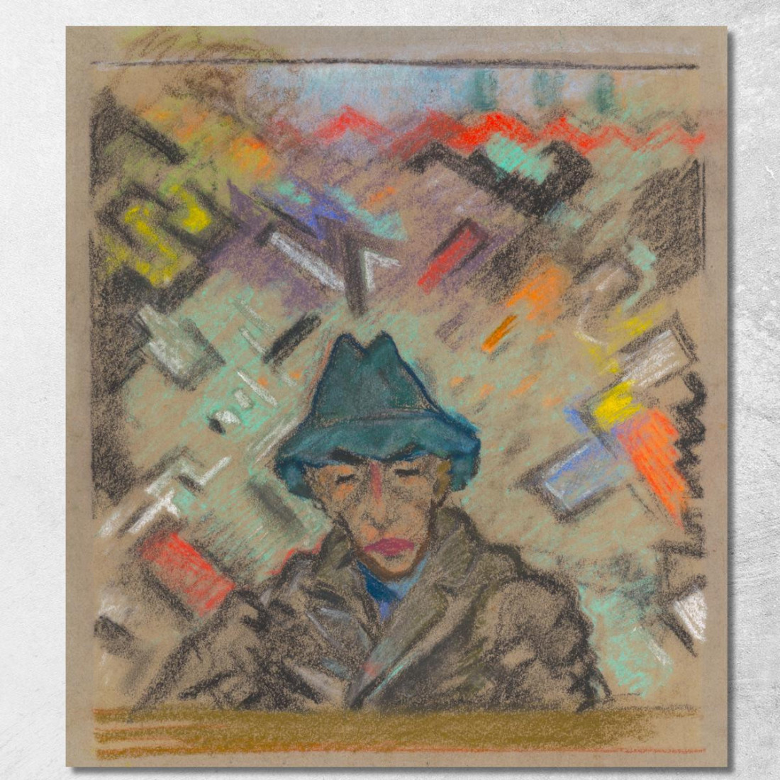 Busto Di Un Uomo Con Cappello Su Sfondo Decorativo 2 Arnold Peter Weisz-Kubínčan apw6 quadro stampato su tela