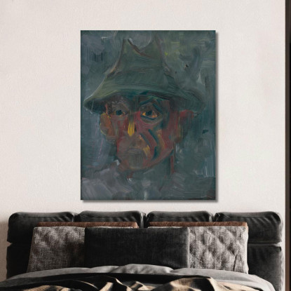 Testa Di Un Uomo Con Cappello Arnold Peter Weisz-Kubínčan apw21 quadro stampato su tela