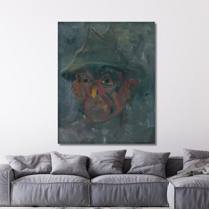 Testa Di Un Uomo Con Cappello Arnold Peter Weisz-Kubínčan apw21 quadro stampato su tela