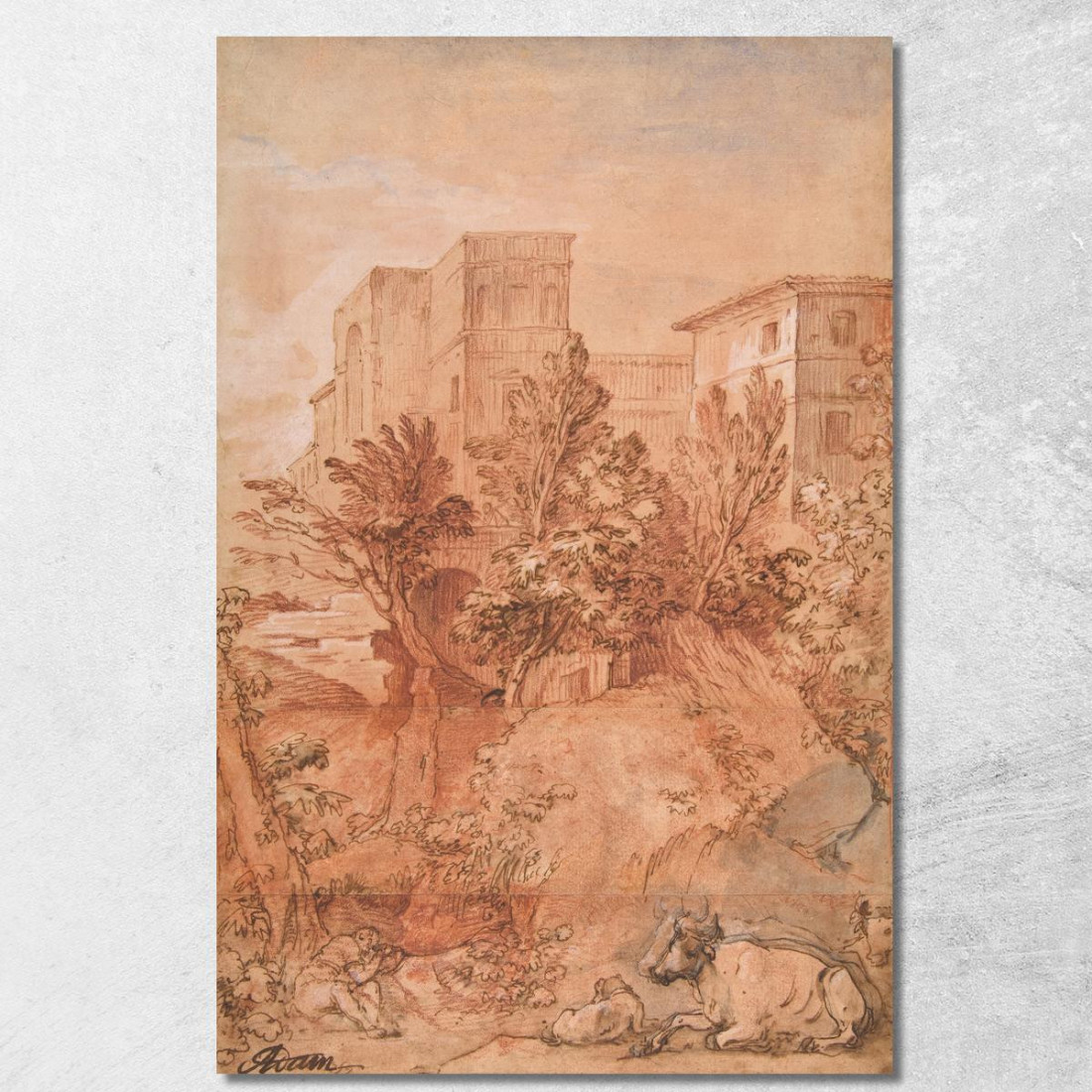 Paesaggio Con Una Grande Villa Sulla Cima Di Una Collina Charles-Joseph Natoire cjn9 quadro stampato su tela