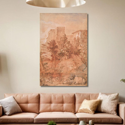 Paesaggio Con Una Grande Villa Sulla Cima Di Una Collina Charles-Joseph Natoire cjn9 quadro stampato su tela