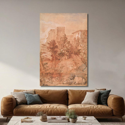 Paesaggio Con Una Grande Villa Sulla Cima Di Una Collina Charles-Joseph Natoire cjn9 quadro stampato su tela