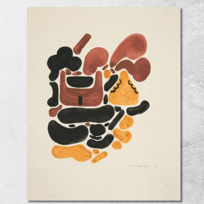 Astrazione Basata Su Forme Di Fiori Ii David Kakabadzé dkk1 quadro stampato su tela