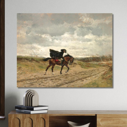 Il Viaggiatore Il Maresciallo Ney A Cavallo Che Lotta Contro Il Vento Ernest Meissonier ems23 quadro stampato su tela