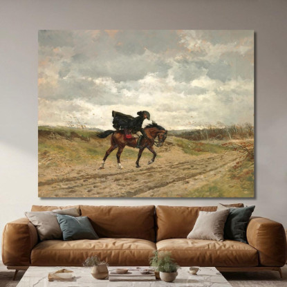 Il Viaggiatore Il Maresciallo Ney A Cavallo Che Lotta Contro Il Vento Ernest Meissonier ems23 quadro stampato su tela