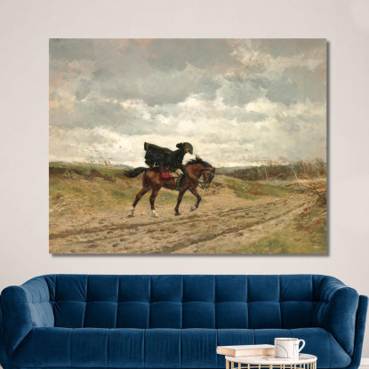 Il Viaggiatore Il Maresciallo Ney A Cavallo Che Lotta Contro Il Vento Ernest Meissonier ems23 quadro stampato su tela