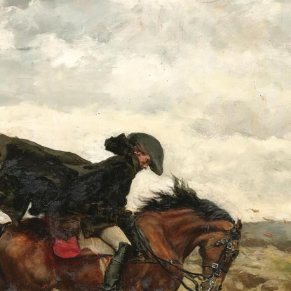 Il Viaggiatore Il Maresciallo Ney A Cavallo Che Lotta Contro Il Vento Ernest Meissonier ems23 quadro stampato su tela