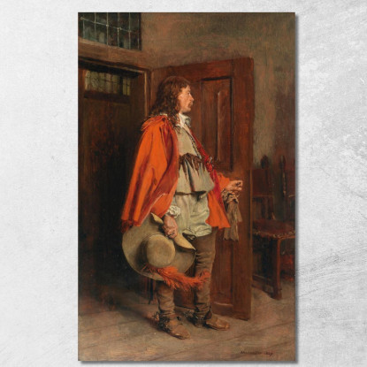 Uomo Con Mantello Rosso Ernest Meissonier ems25 quadro stampato su tela