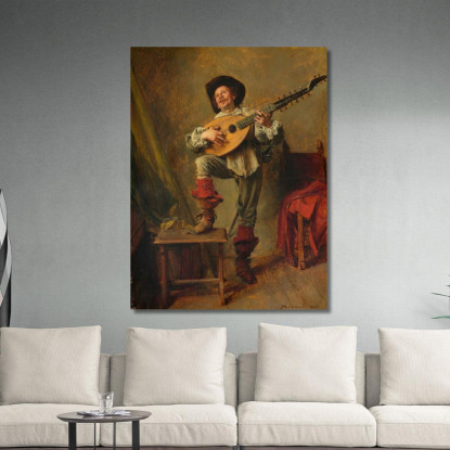 Soldato Che Suona Il Tiorba Ernest Meissonier ems29 quadro stampato su tela