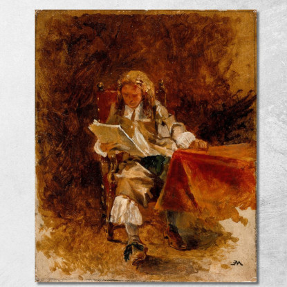 Studio Di Un Cavaliere Seduto Che Legge Ernest Meissonier ems31 quadro stampato su tela