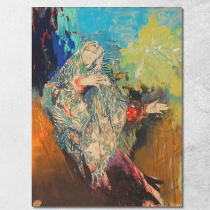 Contadina Danzante Con Scialle Colorato Filipp Malyavin fml2 quadro stampato su tela