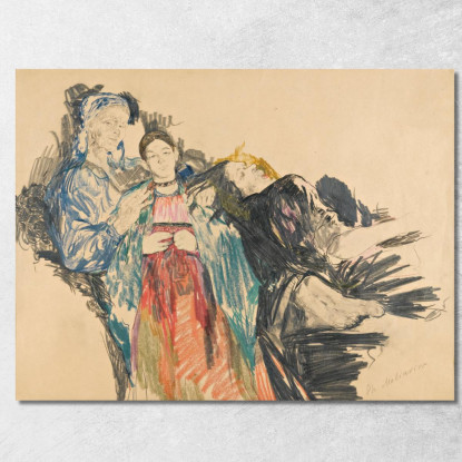 Ritratto Di Famiglia Filipp Malyavin fml3 quadro stampato su tela