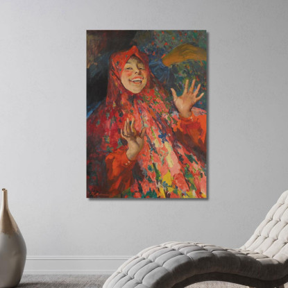 Ragazza Che Ride Filipp Malyavin fml6 quadro stampato su tela