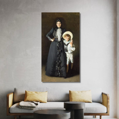 Ritratto Della Signora Edward L Davis E Di Suo Figlio Livingston Davis John Singer Sargent jss239 quadro stampato su tela