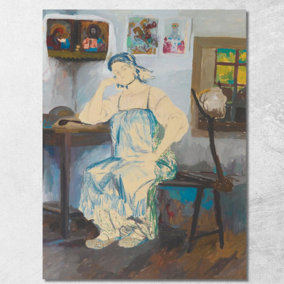 Donna Seduta In Un Interno Filipp Malyavin fml14 quadro stampato su tela