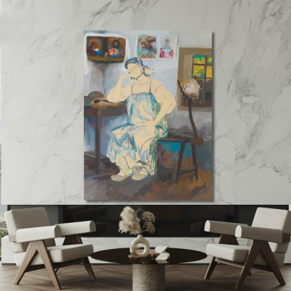 Donna Seduta In Un Interno Filipp Malyavin fml14 quadro stampato su tela