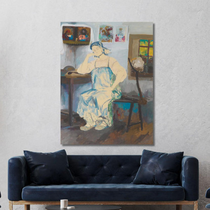 Donna Seduta In Un Interno Filipp Malyavin fml14 quadro stampato su tela