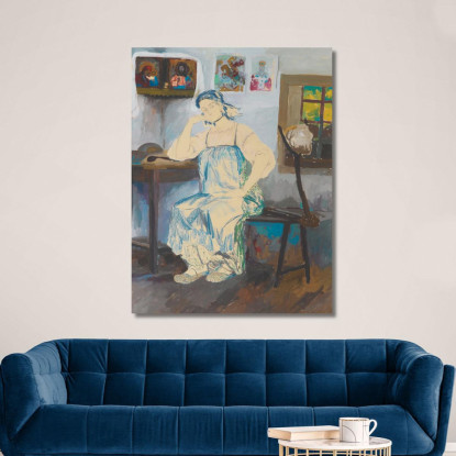 Donna Seduta In Un Interno Filipp Malyavin fml14 quadro stampato su tela