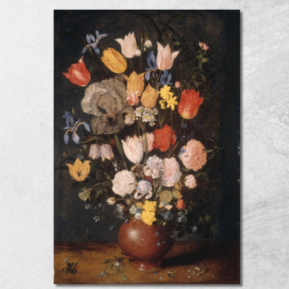 Bouquet Di Fiori In Un Vaso Di Terracotta Jan Brueghel The Elder jbe9 quadro stampato su tela