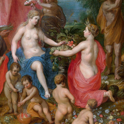 Ghirlanda Di Frutta Attorno A Una Rappresentazione Di Cibele Che Riceve Doni Dalle Personificazioni Delle Quattro Stagioni Jan