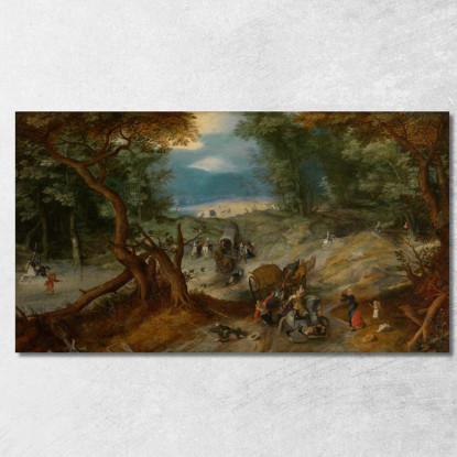 Viaggiatori Assaliti Dai Soldati Jan Brueghel The Elder jbe48 quadro stampato su tela
