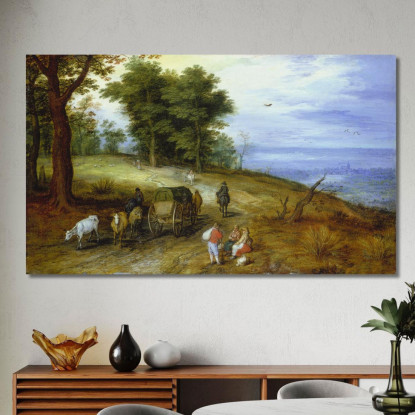 Paesaggio Boscoso Con Figure Jan Brueghel The Elder jbe53 quadro stampato su tela