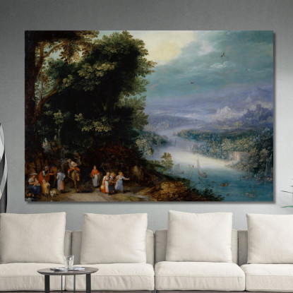 Valle Fluviale Boscosa Con Strada Jan Brueghel The Elder jbe54 quadro stampato su tela