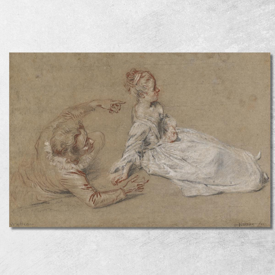 Un Uomo Sdraiato E Una Donna Seduta A Terra Jean-Antoine Watteau jaw1 quadro stampato su tela