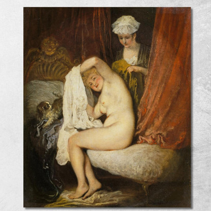Una Donna Alla Sua Toilette Jean-Antoine Watteau jaw2 quadro stampato su tela