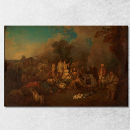 Bivacco Jean-Antoine Watteau jaw3 quadro stampato su tela