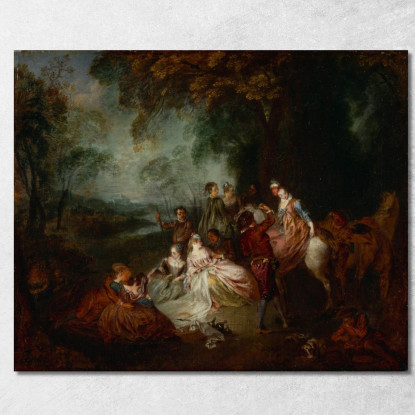 Festa Campestre Jean-Antoine Watteau jaw7 quadro stampato su tela