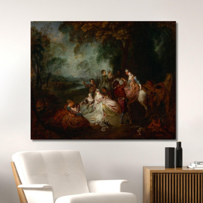 Festa Campestre Jean-Antoine Watteau jaw7 quadro stampato su tela