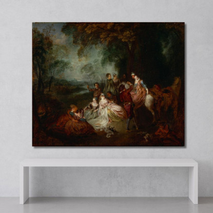 Festa Campestre Jean-Antoine Watteau jaw7 quadro stampato su tela