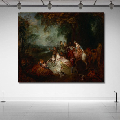 Festa Campestre Jean-Antoine Watteau jaw7 quadro stampato su tela