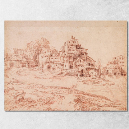 Fattoria Fortificata Nella Curva Di Un Fiume Jean-Antoine Watteau jaw8 quadro stampato su tela