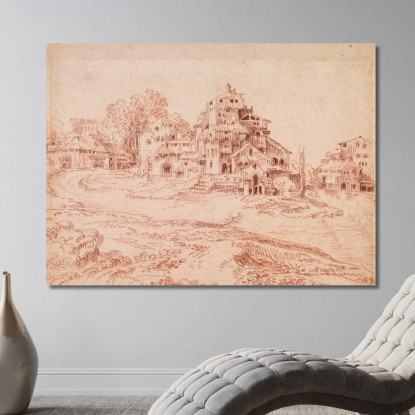 Fattoria Fortificata Nella Curva Di Un Fiume Jean-Antoine Watteau jaw8 quadro stampato su tela