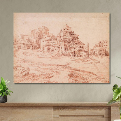 Fattoria Fortificata Nella Curva Di Un Fiume Jean-Antoine Watteau jaw8 quadro stampato su tela