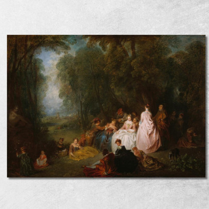 Raduno Pastorale Jean-Antoine Watteau jaw10 quadro stampato su tela