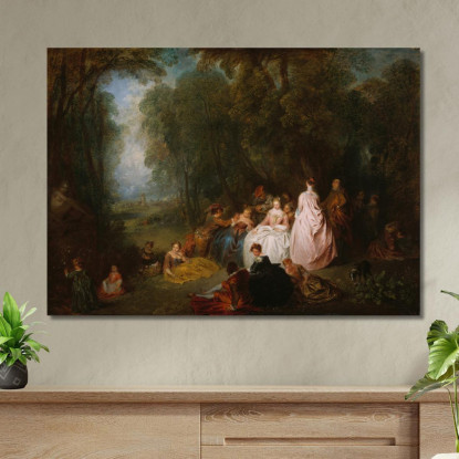 Raduno Pastorale Jean-Antoine Watteau jaw10 quadro stampato su tela