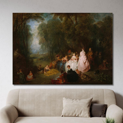 Raduno Pastorale Jean-Antoine Watteau jaw10 quadro stampato su tela