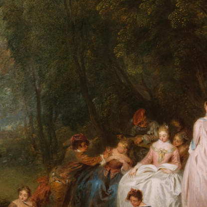 Raduno Pastorale Jean-Antoine Watteau jaw10 quadro stampato su tela