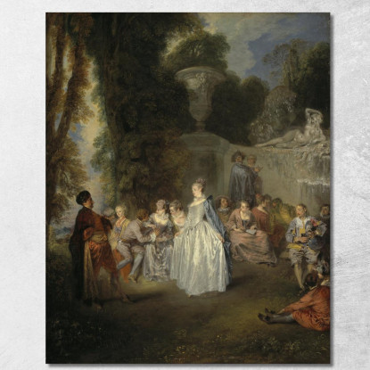 Feste Veneziane Jean-Antoine Watteau jaw12 quadro stampato su tela