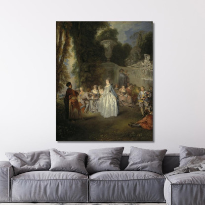 Feste Veneziane Jean-Antoine Watteau jaw12 quadro stampato su tela