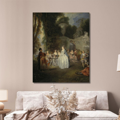 Feste Veneziane Jean-Antoine Watteau jaw12 quadro stampato su tela