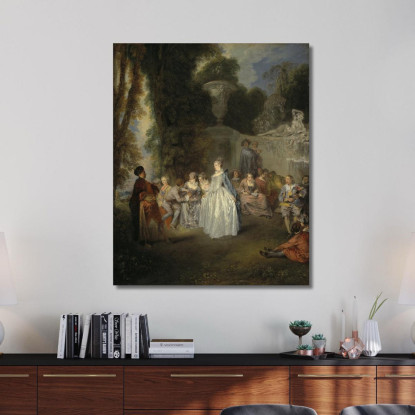 Feste Veneziane Jean-Antoine Watteau jaw12 quadro stampato su tela