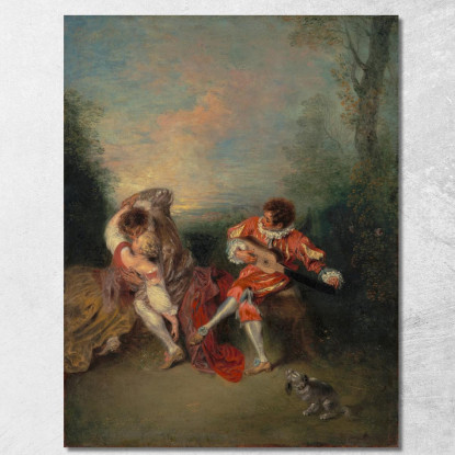 La Sorpresa Jean-Antoine Watteau jaw15 quadro stampato su tela