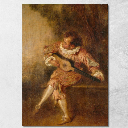 Il Suonatore Di Serenate (Mezetin) Jean-Antoine Watteau jaw17 quadro stampato su tela