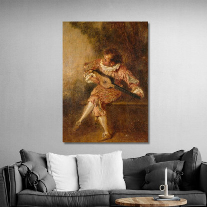 Il Suonatore Di Serenate (Mezetin) Jean-Antoine Watteau jaw17 quadro stampato su tela