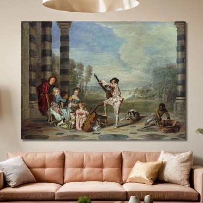 Le Attrazioni Della Vita Jean-Antoine Watteau jaw19 quadro stampato su tela